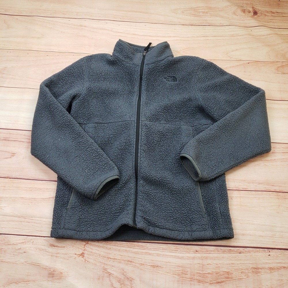 The North Face Jacket Boys XL 18/20 Gray Campshire Full Zip Sherpa Fleece *